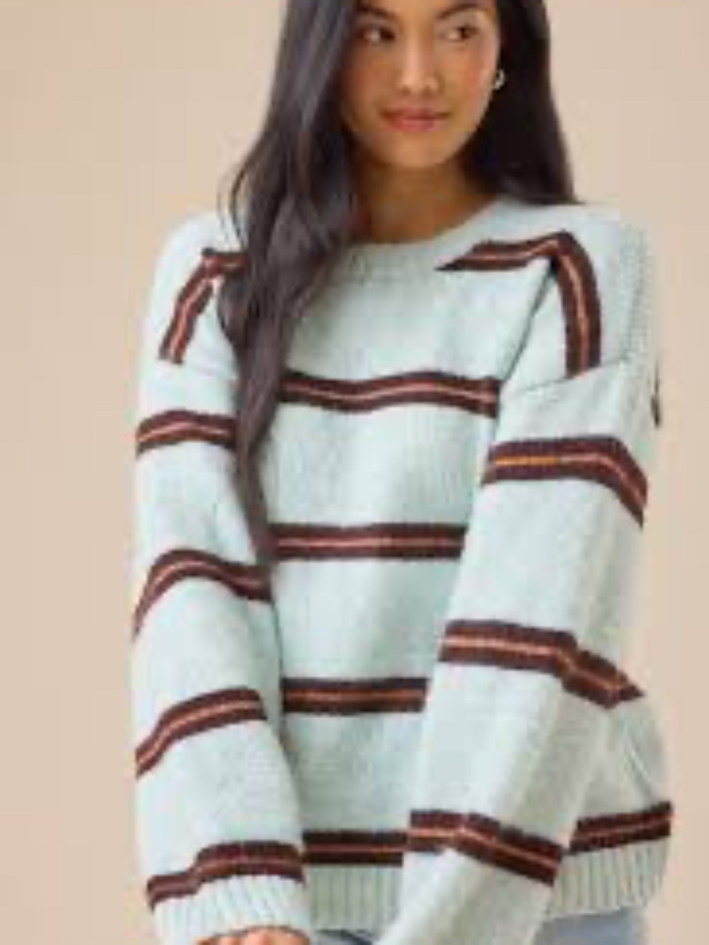 Vans Women’s Suzie Stripe Crew Sweater Grey Mist M NWOT
